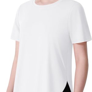 Girls Athletic Shirts Short Sleeve Quick Dry T-Shirt UPF 50+ Basic Tee Tops for Kids Teens Sports Activewear