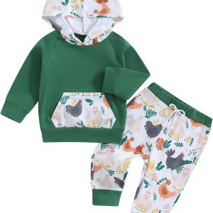 Boys' Dinosaur-Print Hooded Sweatshirt 2-Piece Set
