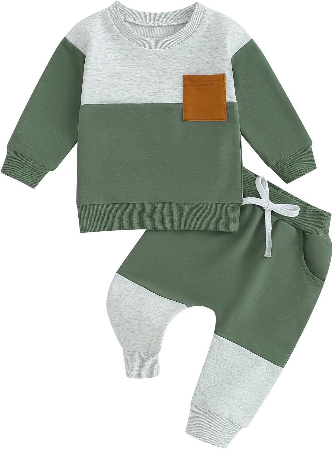 Boys' Color-Block Long-Sleeve Sweatshirt 2-Piece Set