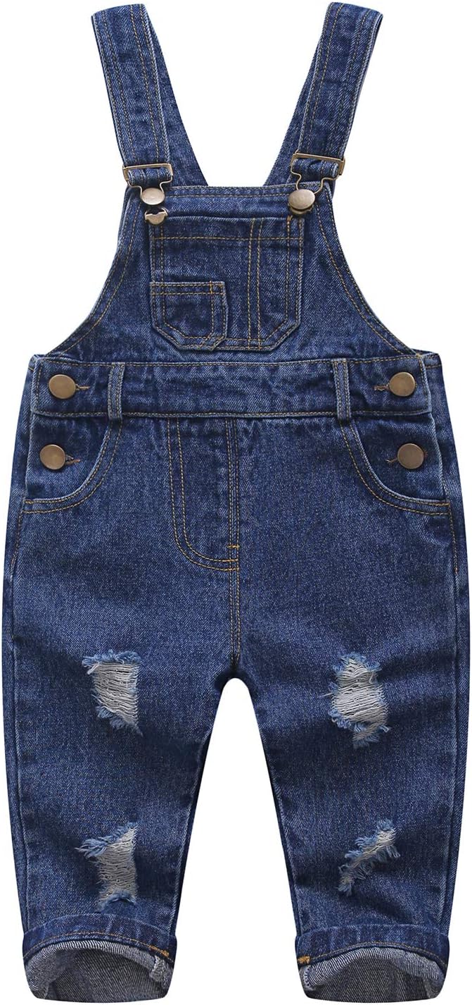 Boys' Distressed Denim Overalls (Cargo Style)