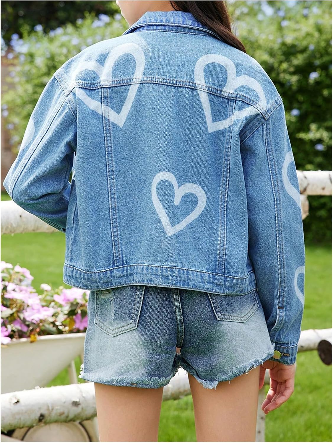 Girls' Long-Sleeved Printed Denim Jacket - Image 2