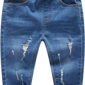 Boys' Elastic-Waist Distressed Vintage-Look Jeans
