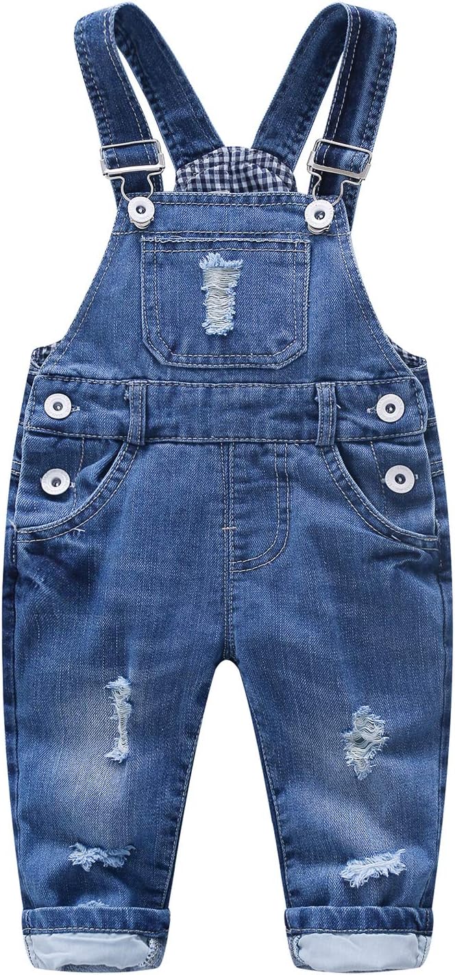 Boys' Distressed Denim Overalls (Cargo Style)