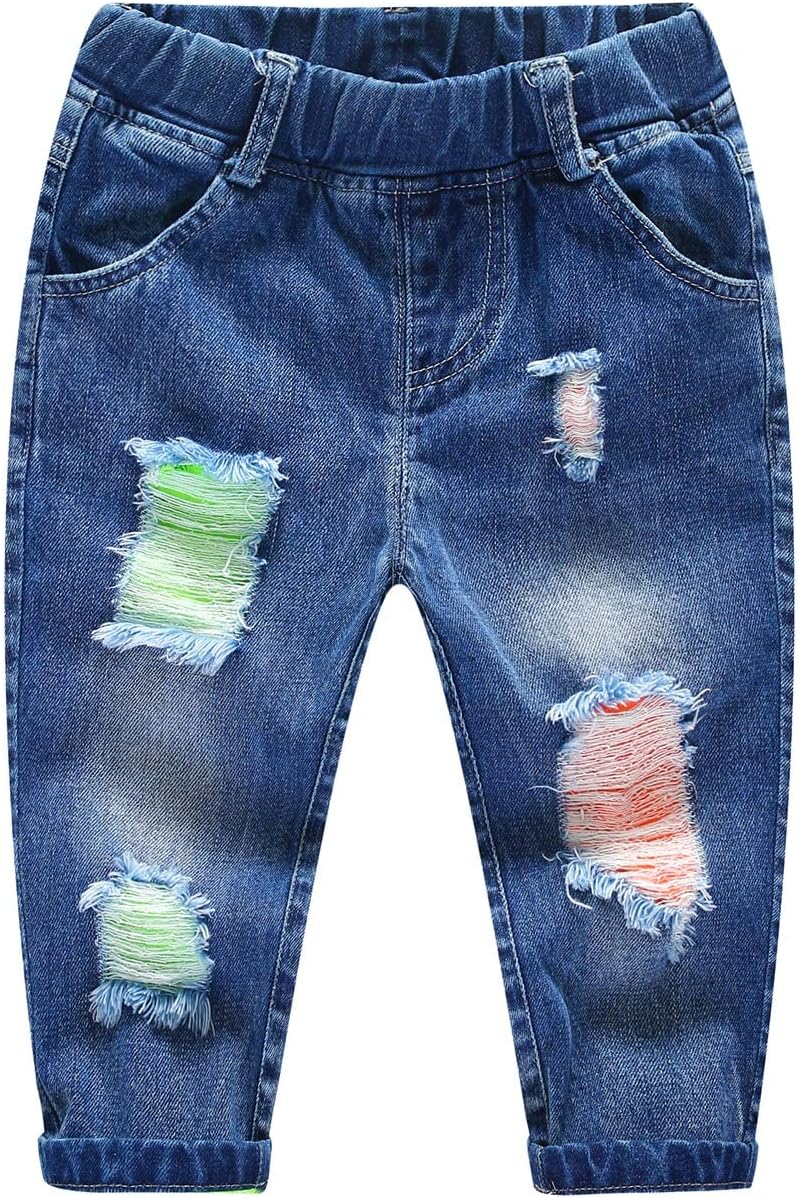 Boys' Elastic-Waist Distressed Jeans