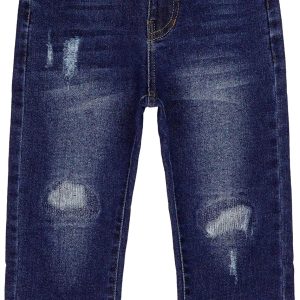 Boys' Elastic-Waist Distressed Denim Trousers