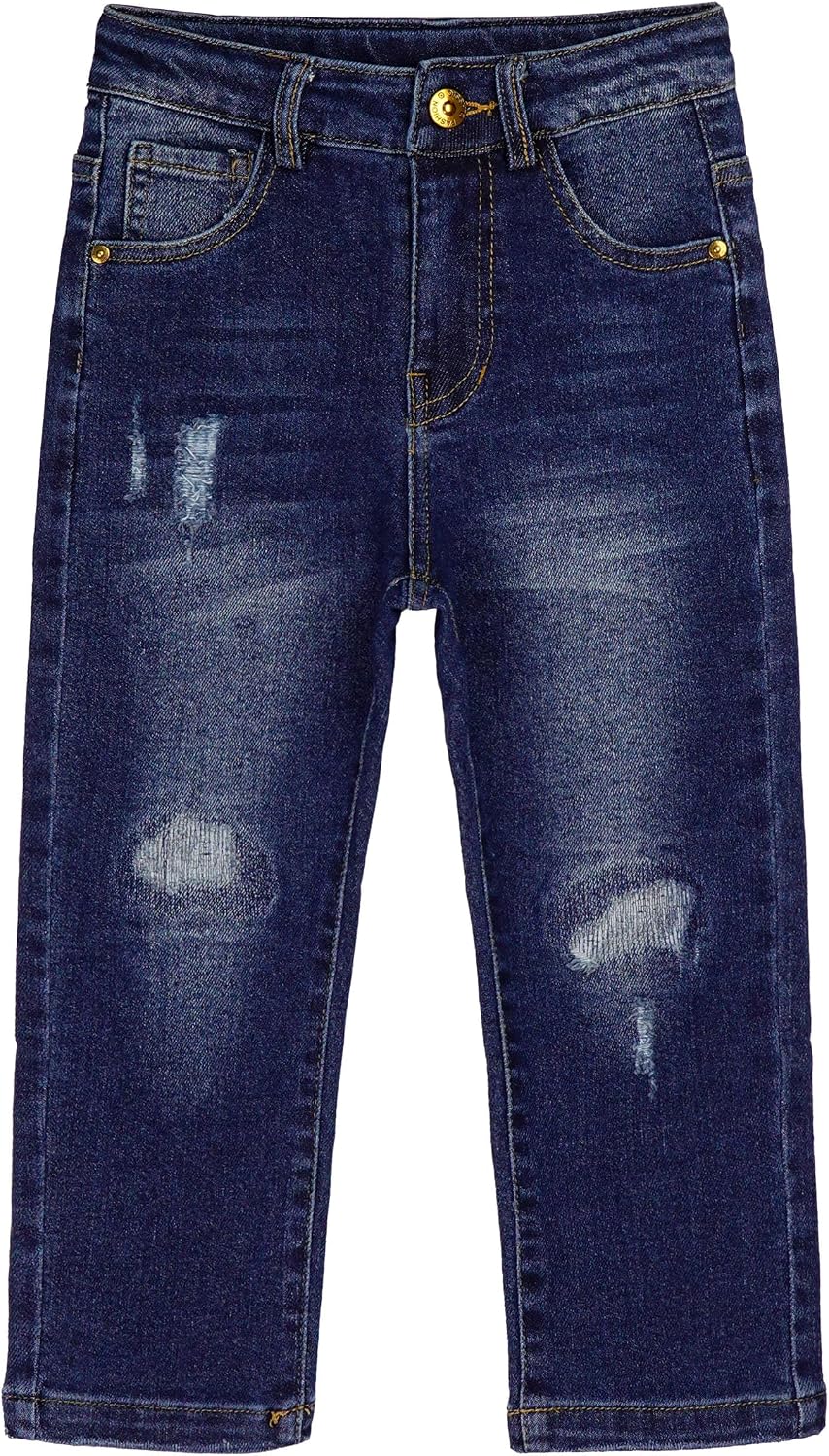 Boys' Elastic-Waist Distressed Denim Trousers