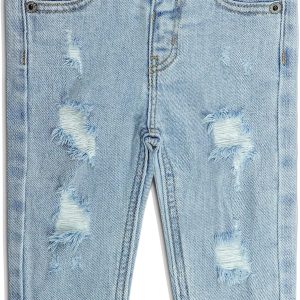 Boys' Elastic-Waist Straight-Leg Distressed Jeans