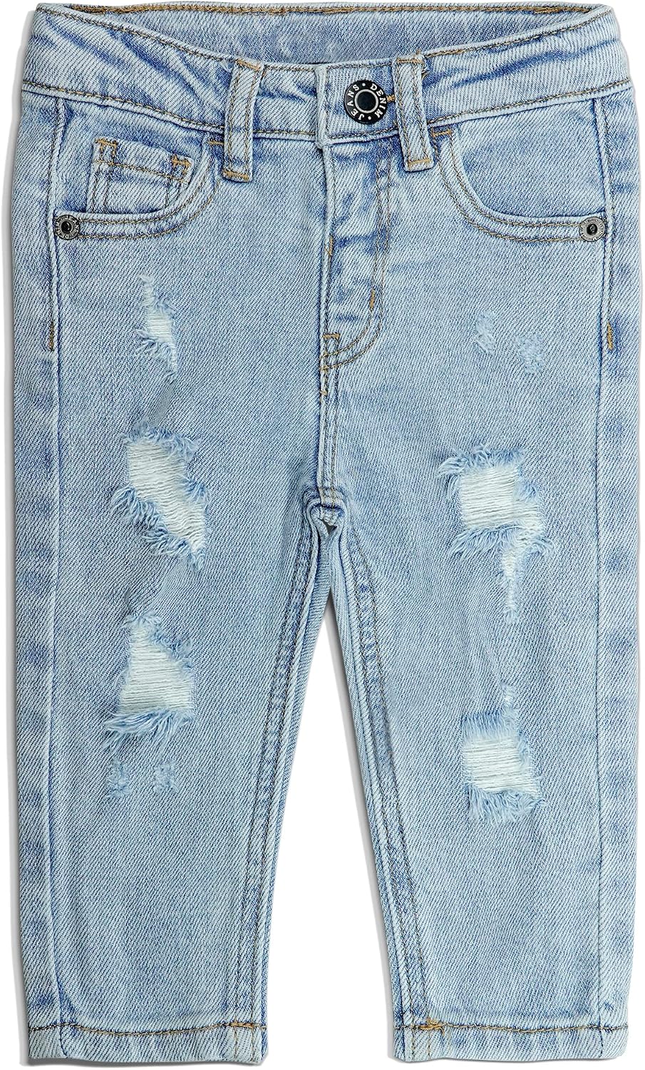 Boys' Elastic-Waist Straight-Leg Distressed Jeans