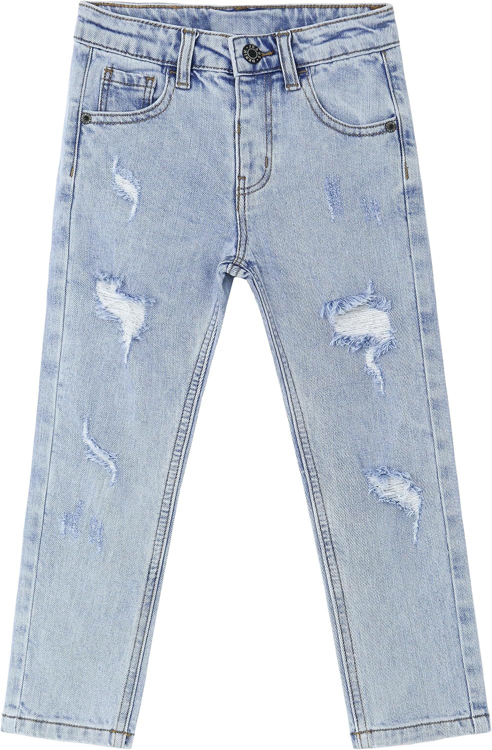 Boys' Elastic-Waist Straight-Leg Distressed Jeans - Image 2